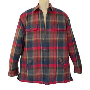 Warm Flannel, Quilted Lining Shirt Jacket, Ocean Coast, Men's Medium, 100% Cott.